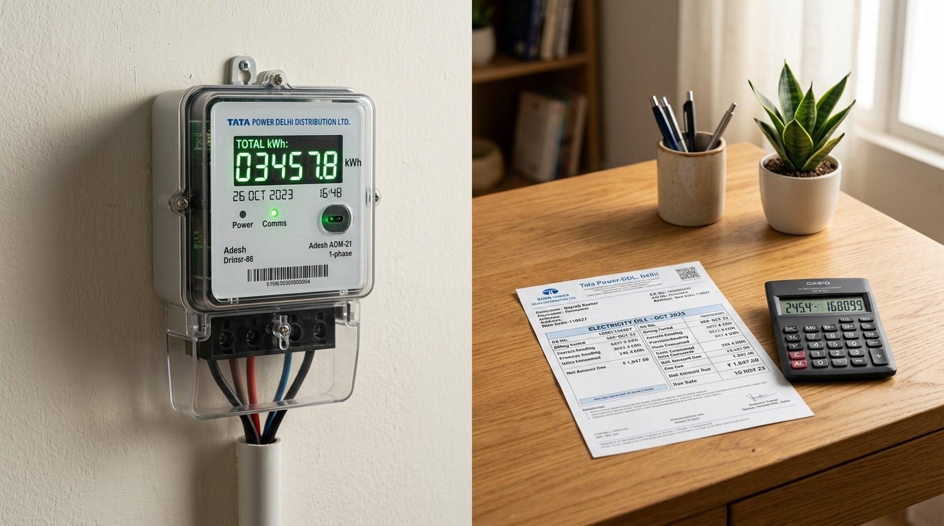 Electricity slab tariff rates digital smart meter and bill calculation India